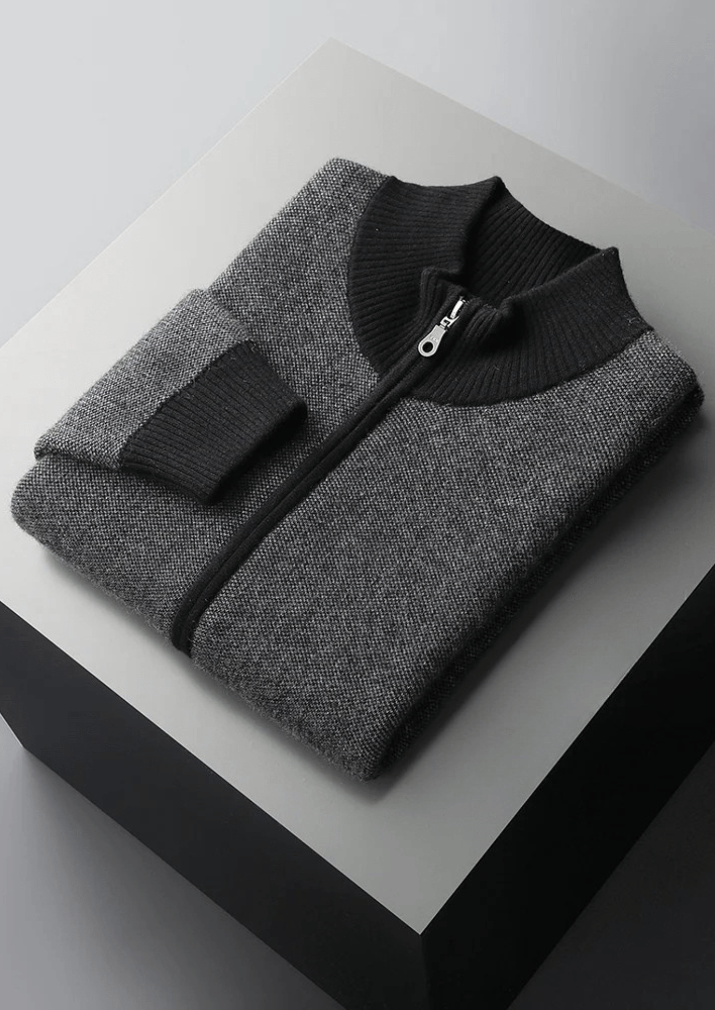 100% CASHMERE JACQUARD ZIP CARDIGAN - LORMIER - 