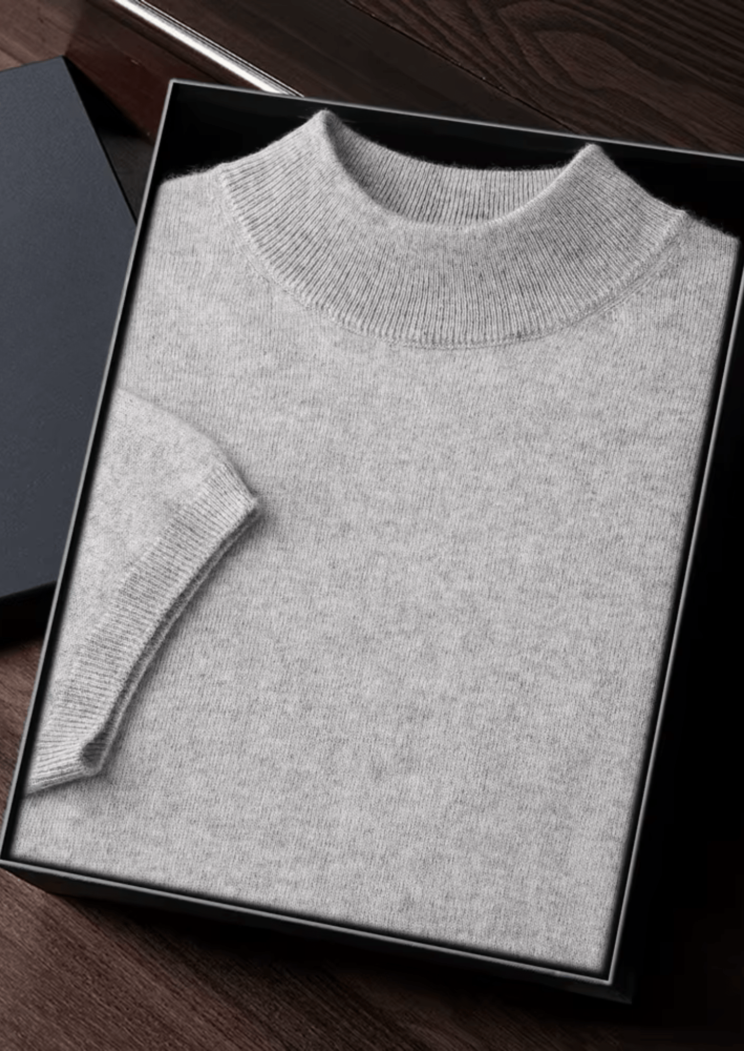 100% CASHMERE MOCK NECK T - SHIRT - LORMIER - 