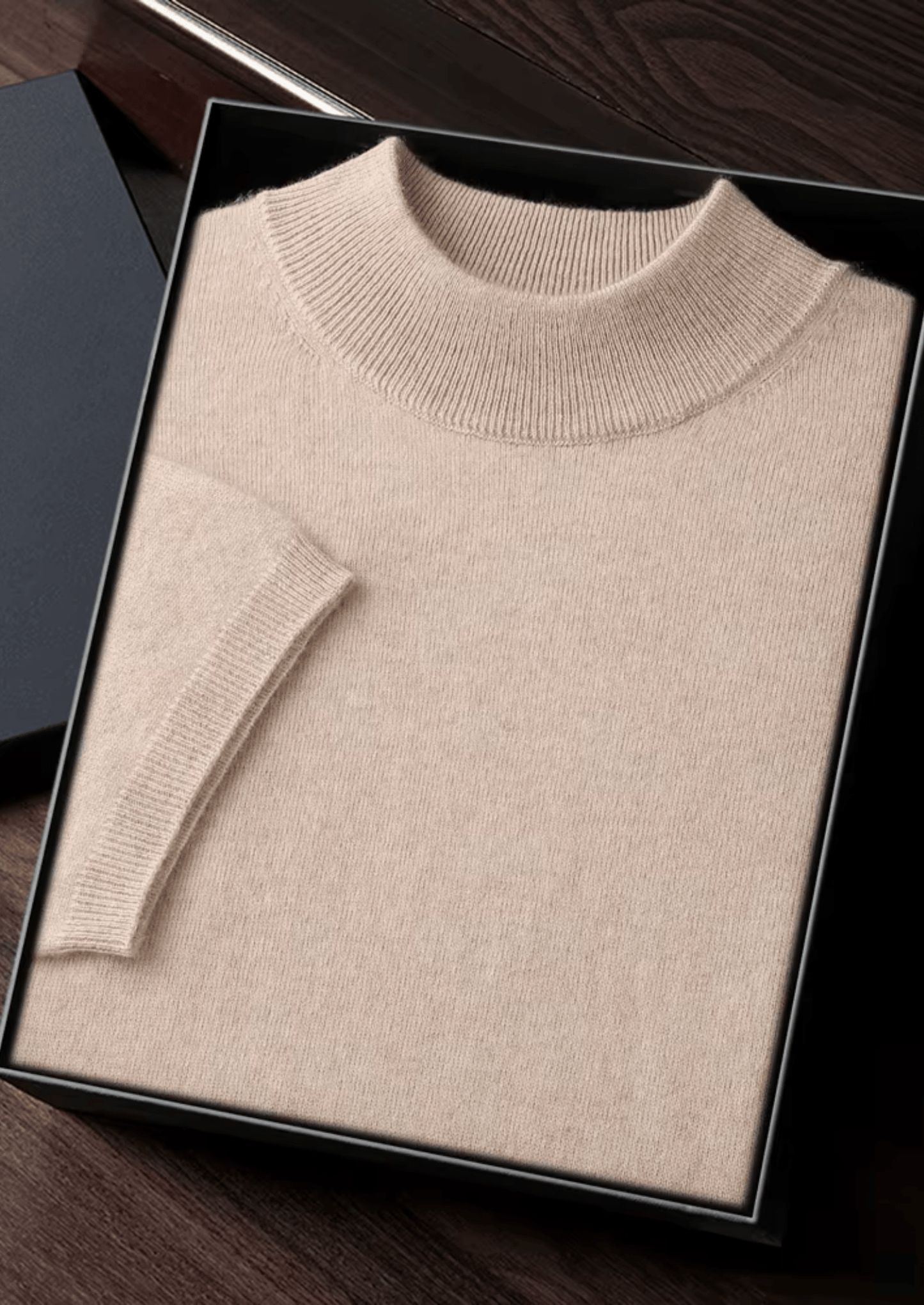 100% CASHMERE MOCK NECK T - SHIRT - LORMIER - 