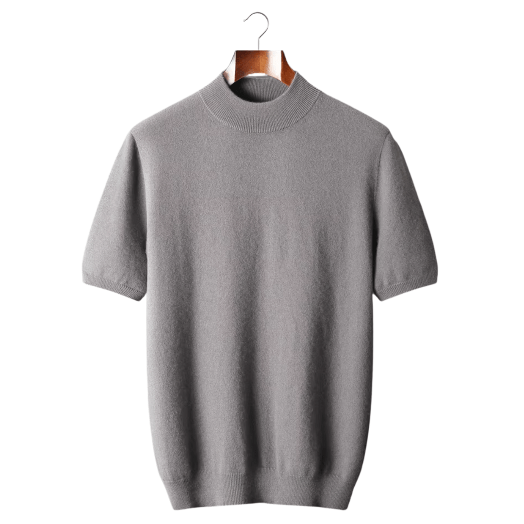 100% CASHMERE MOCK NECK T - SHIRT - LORMIER - 