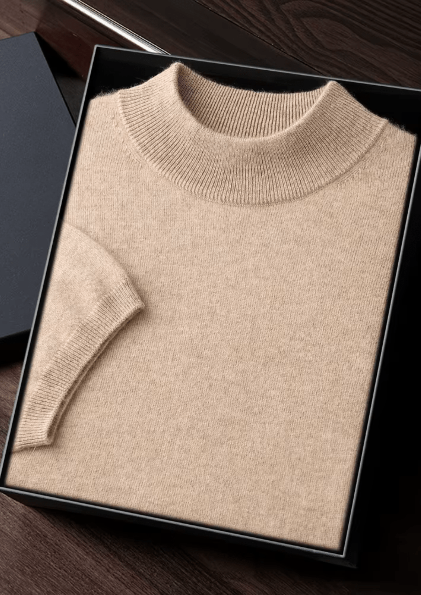 100% CASHMERE MOCK NECK T - SHIRT - LORMIER - 