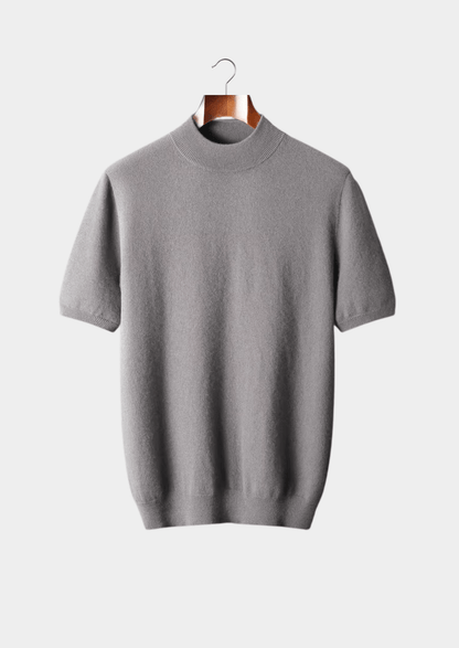 100% CASHMERE MOCK NECK T - SHIRT - LORMIER - 