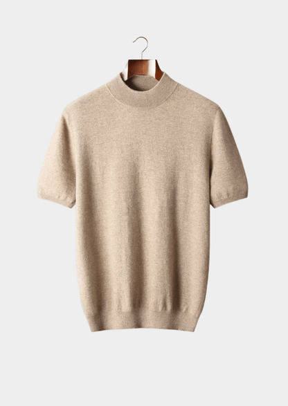 100% CASHMERE MOCK NECK T - SHIRT - LORMIER - 