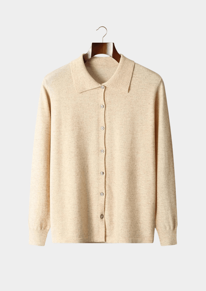 100% CASHMERE POLO CARDIGAN - LORMIER - 