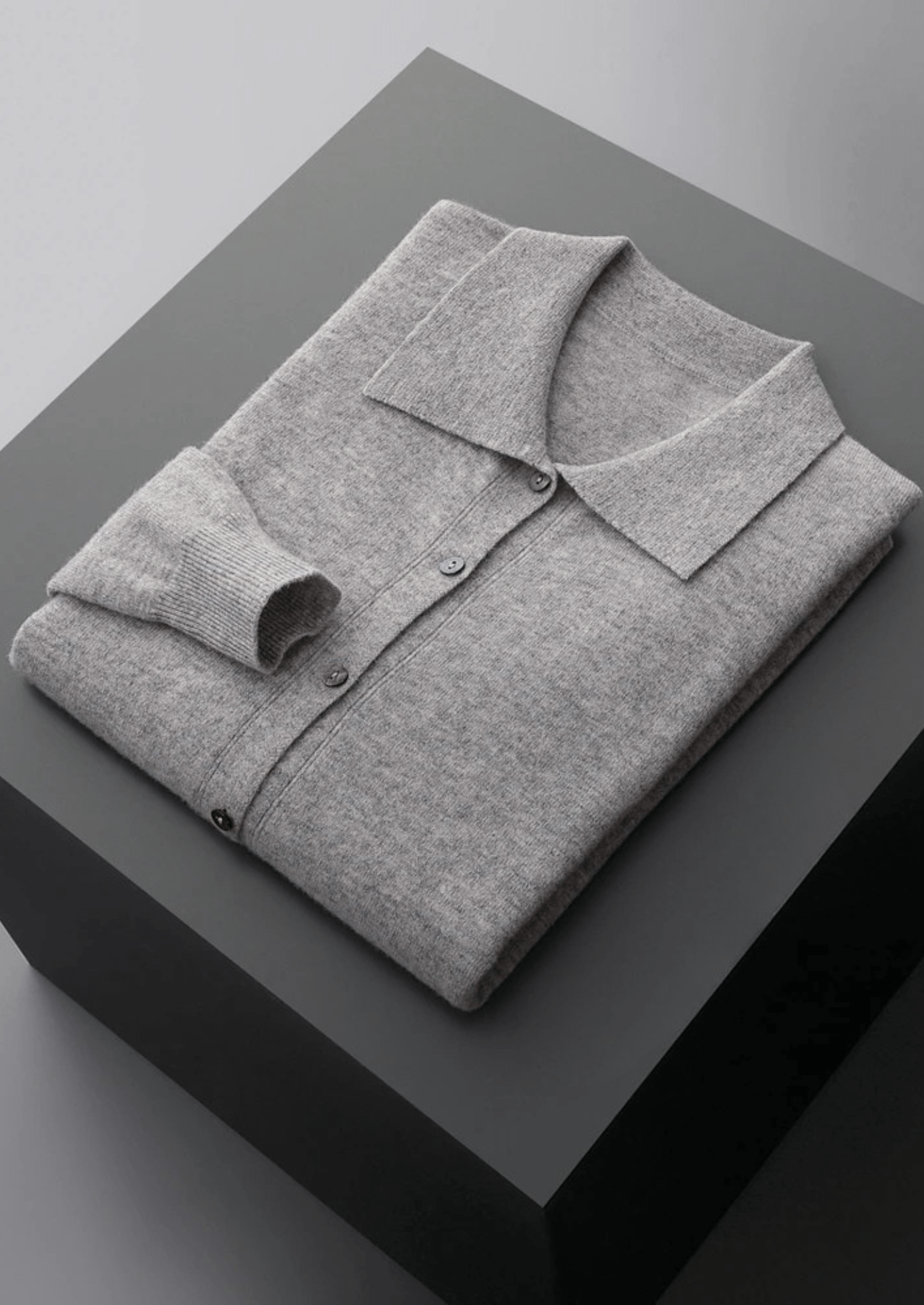 100% CASHMERE POLO CARDIGAN - LORMIER - 