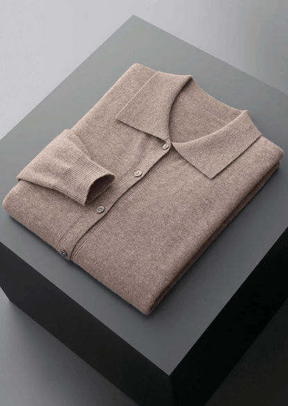 100% CASHMERE POLO CARDIGAN - LORMIER - 