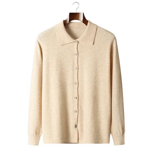 100% CASHMERE POLO CARDIGAN - LORMIER - 