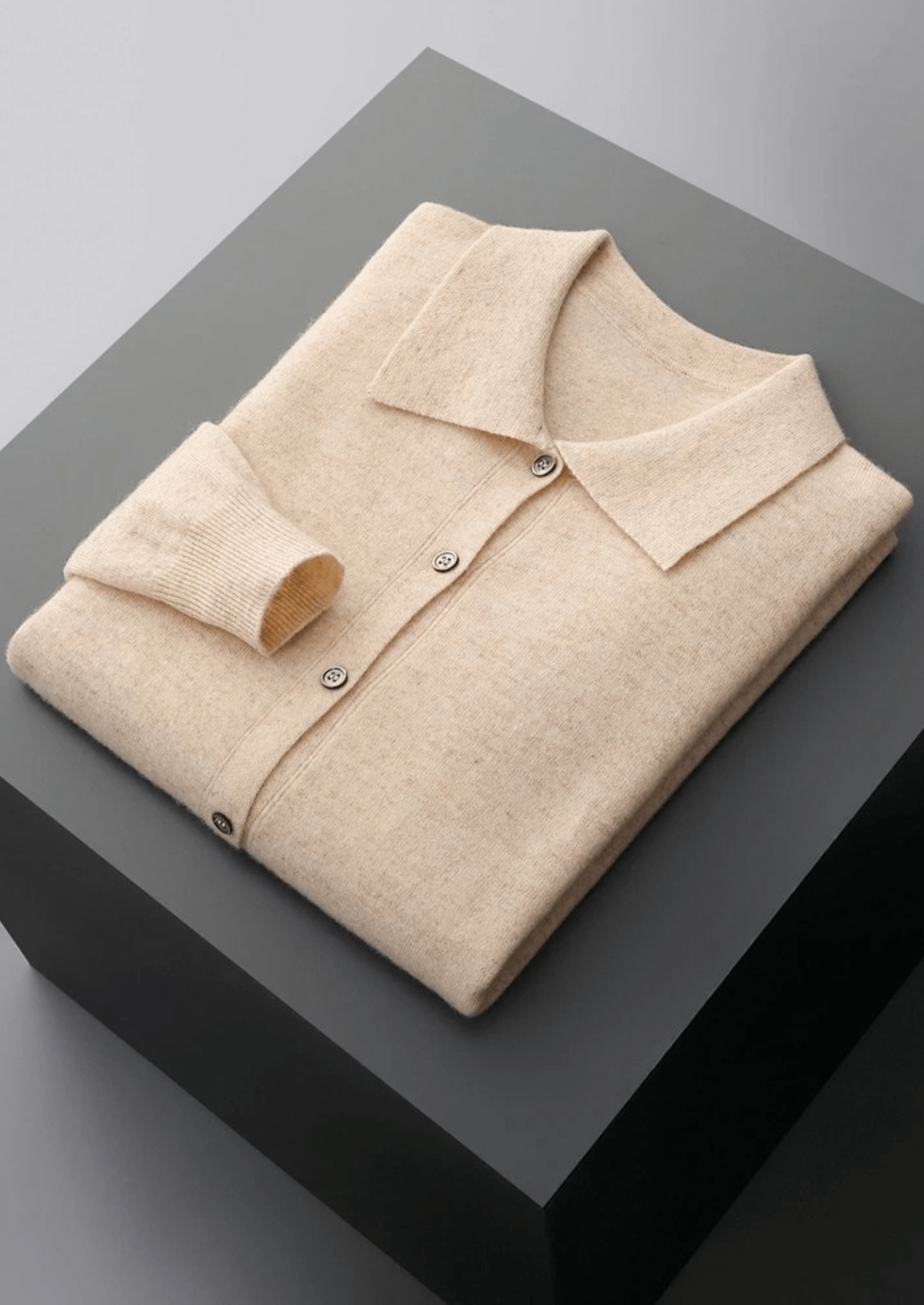 100% CASHMERE POLO CARDIGAN - LORMIER - 