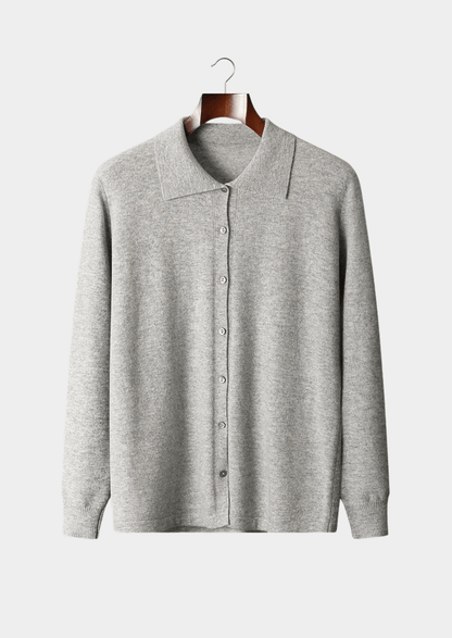 100% CASHMERE POLO CARDIGAN - LORMIER - 