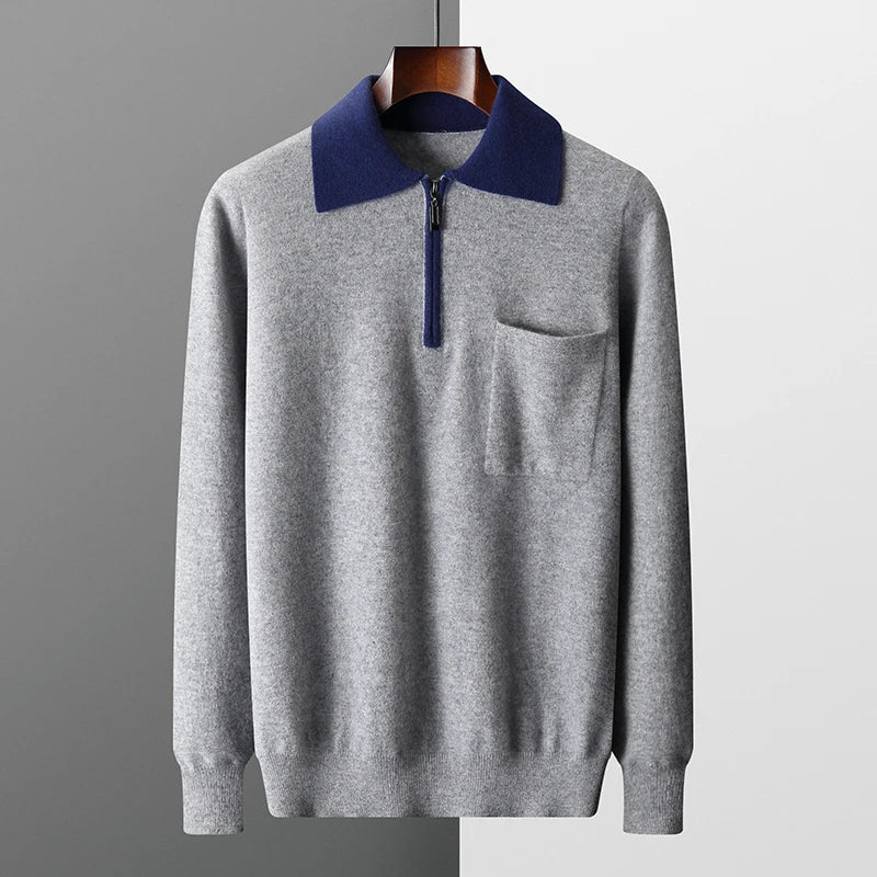 100% CASHMERE POLO ZIP UP - LORMIER - 