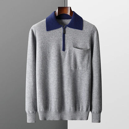 100% CASHMERE POLO ZIP UP - LORMIER - 