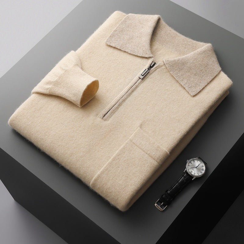 100% CASHMERE POLO ZIP UP - LORMIER - 