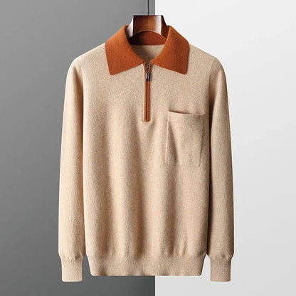 100% CASHMERE POLO ZIP UP - LORMIER - 