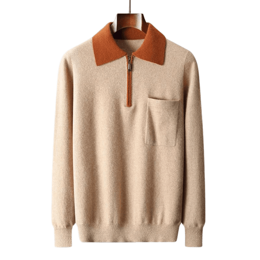 100% CASHMERE POLO ZIP UP - LORMIER - 