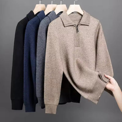 100% CASHMERE QUATER ZIP SWEATER - LORMIER - 