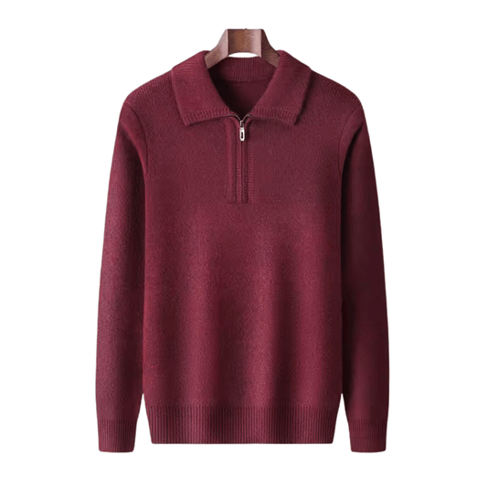 100% CASHMERE QUATER ZIP SWEATER - LORMIER - 