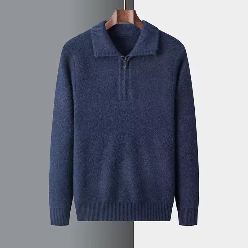 100% CASHMERE QUATER ZIP SWEATER - LORMIER - 
