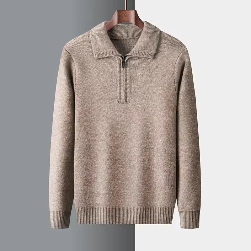 100% CASHMERE QUATER ZIP SWEATER - LORMIER - 