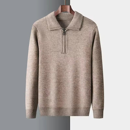 100% CASHMERE QUATER ZIP SWEATER - LORMIER - 