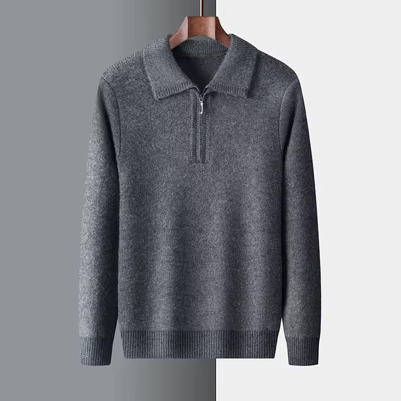 100% CASHMERE QUATER ZIP SWEATER - LORMIER - 
