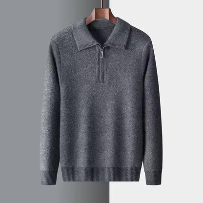100% CASHMERE QUATER ZIP SWEATER - LORMIER - 