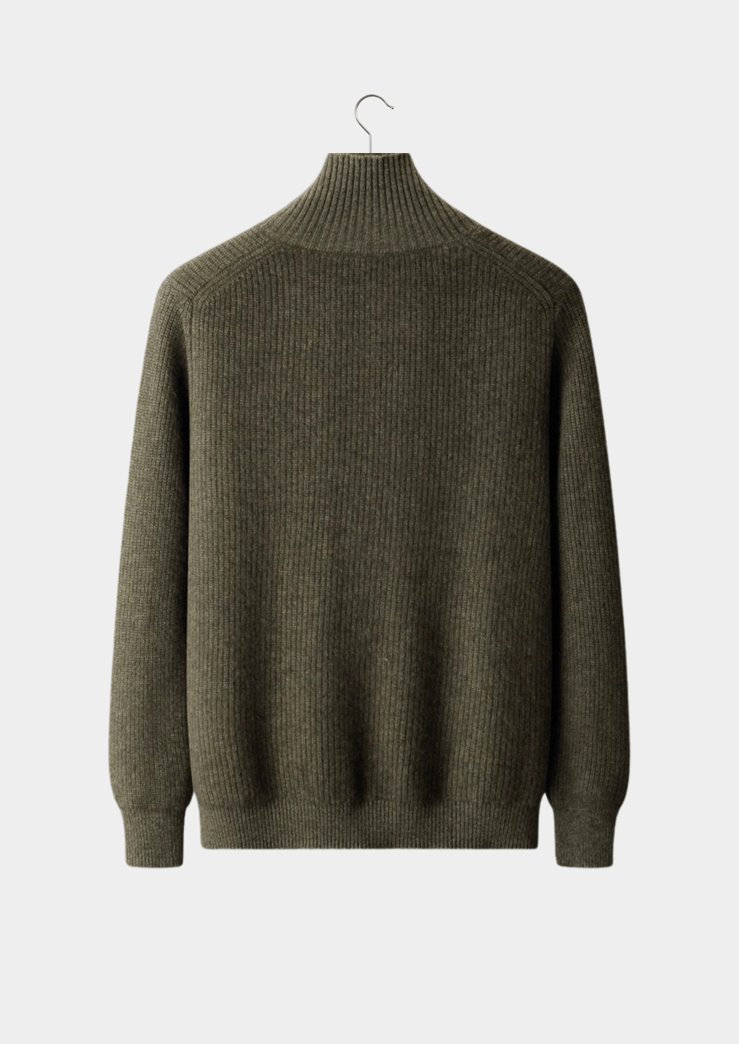 100% CASHMERE RIBBED HIGH COLLAR CARDIGAN - LORMIER - 