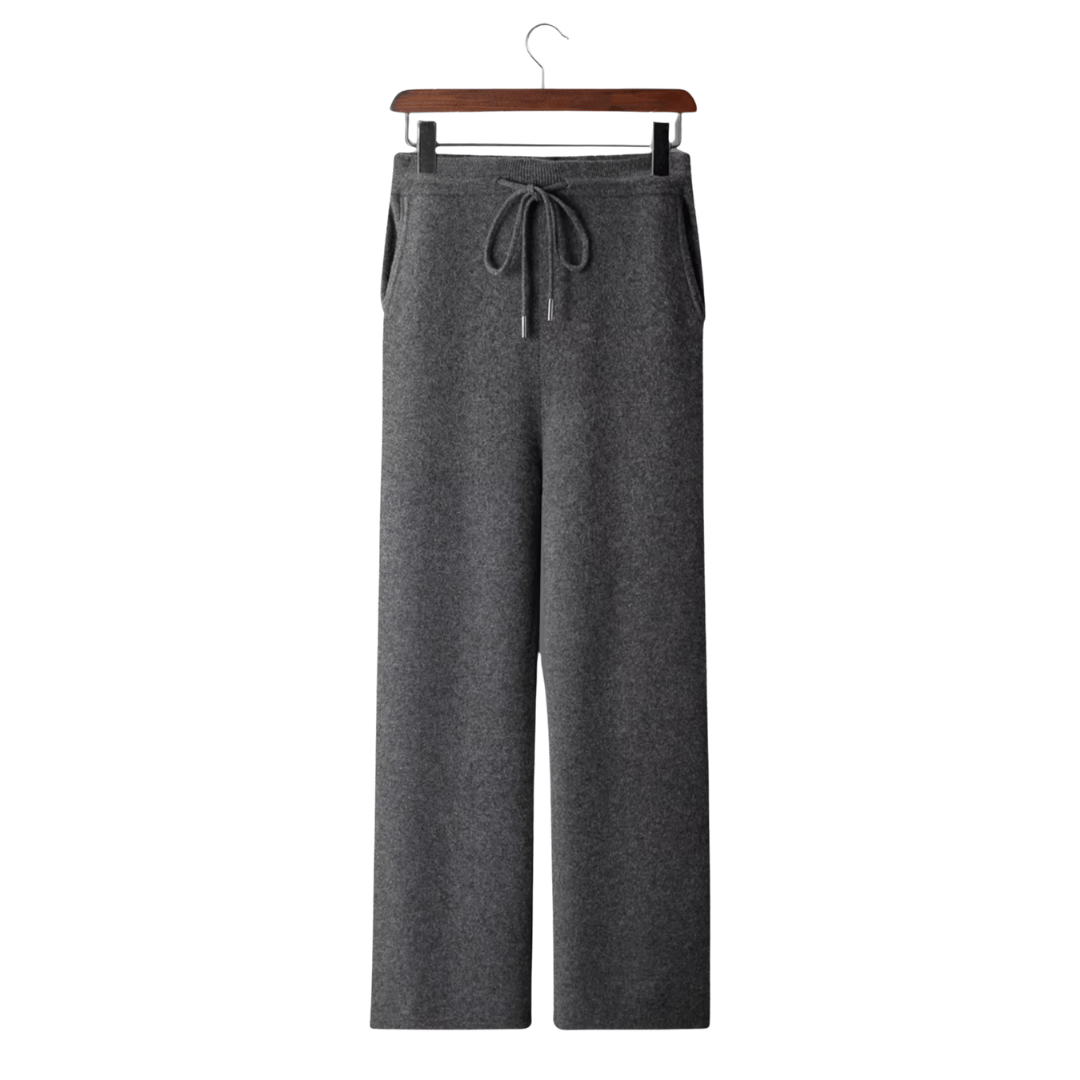 100% CASHMERE WIDE LEISURE TROUSERS - LORMIER - 