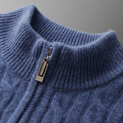 100% CASHMERE WOVEN HALF ZIP - LORMIER - 