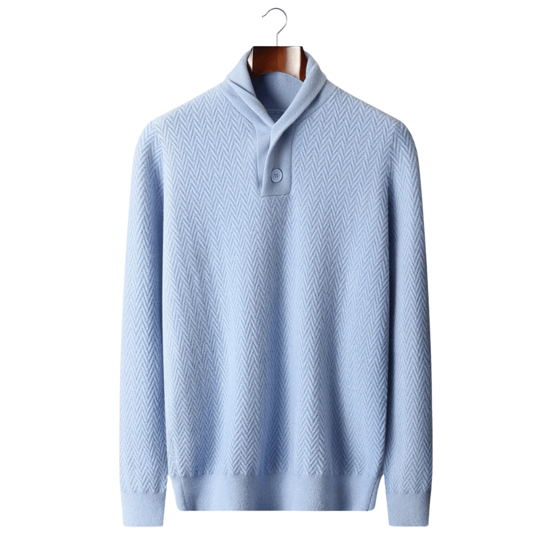 100% CASHMERE ZIGZAG BUTTON SWEATER - LORMIER - 