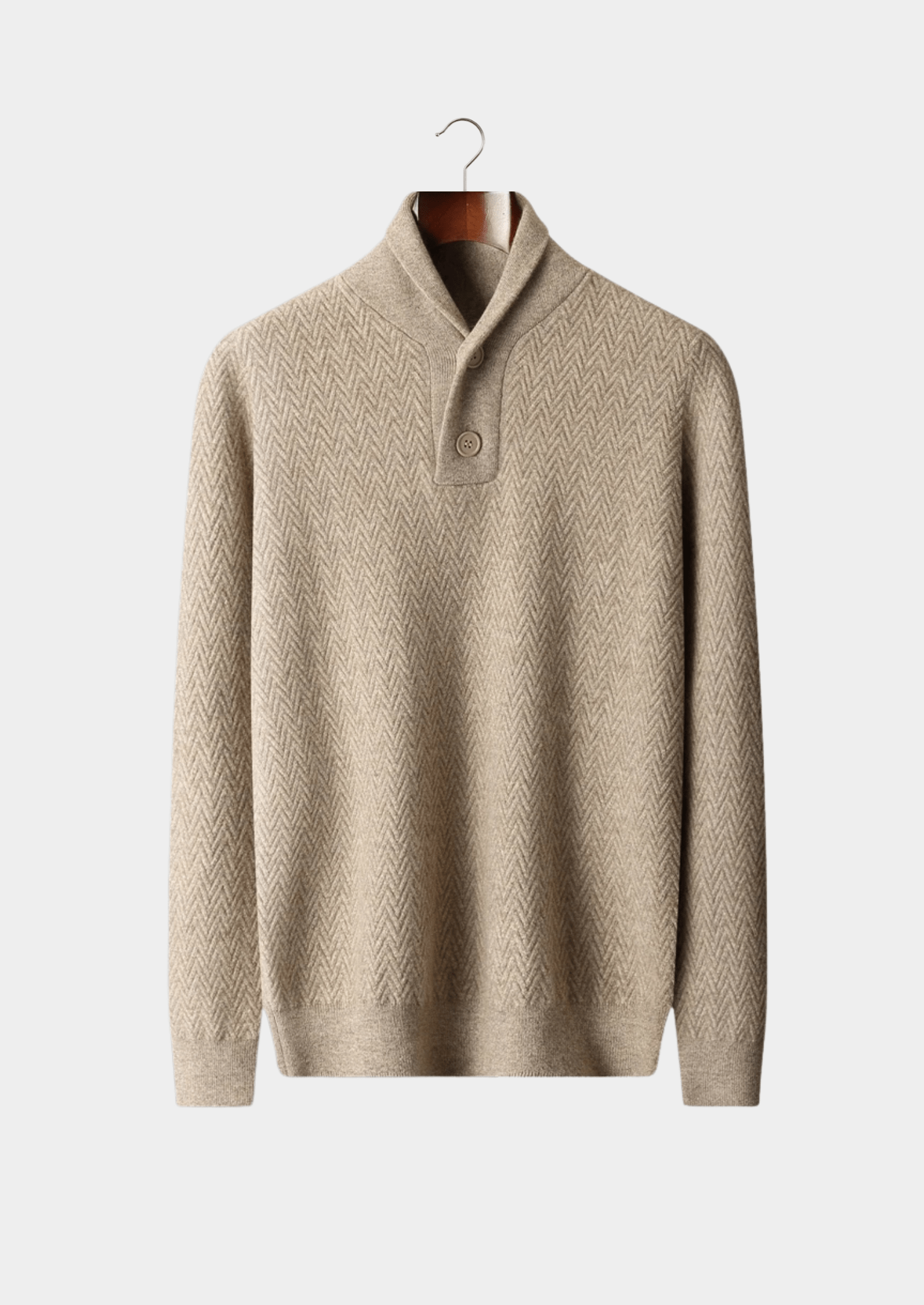 100% CASHMERE ZIGZAG BUTTON SWEATER - LORMIER - 