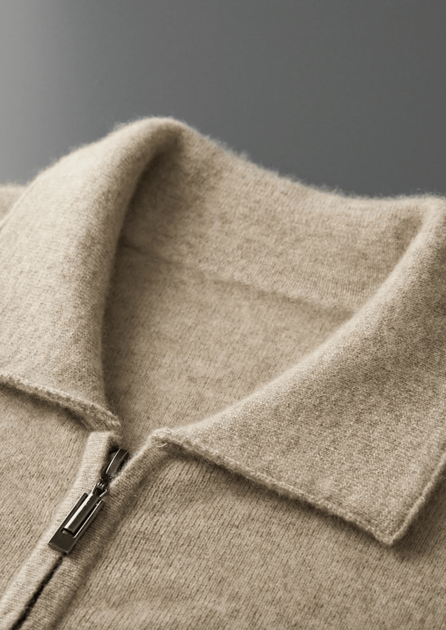 100% CASHMERE ZIP POLO CARDIGAN - LORMIER - 