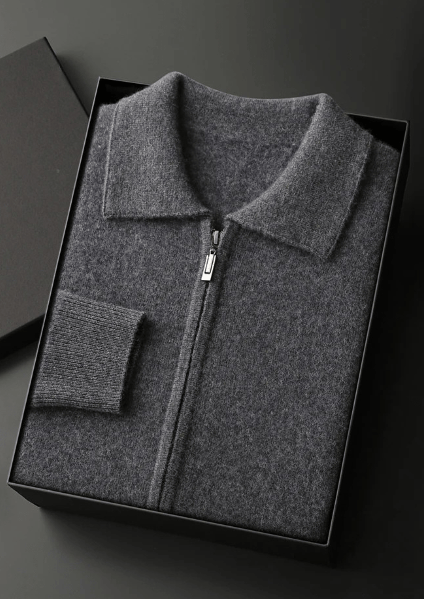 100% CASHMERE ZIP POLO CARDIGAN - LORMIER - 
