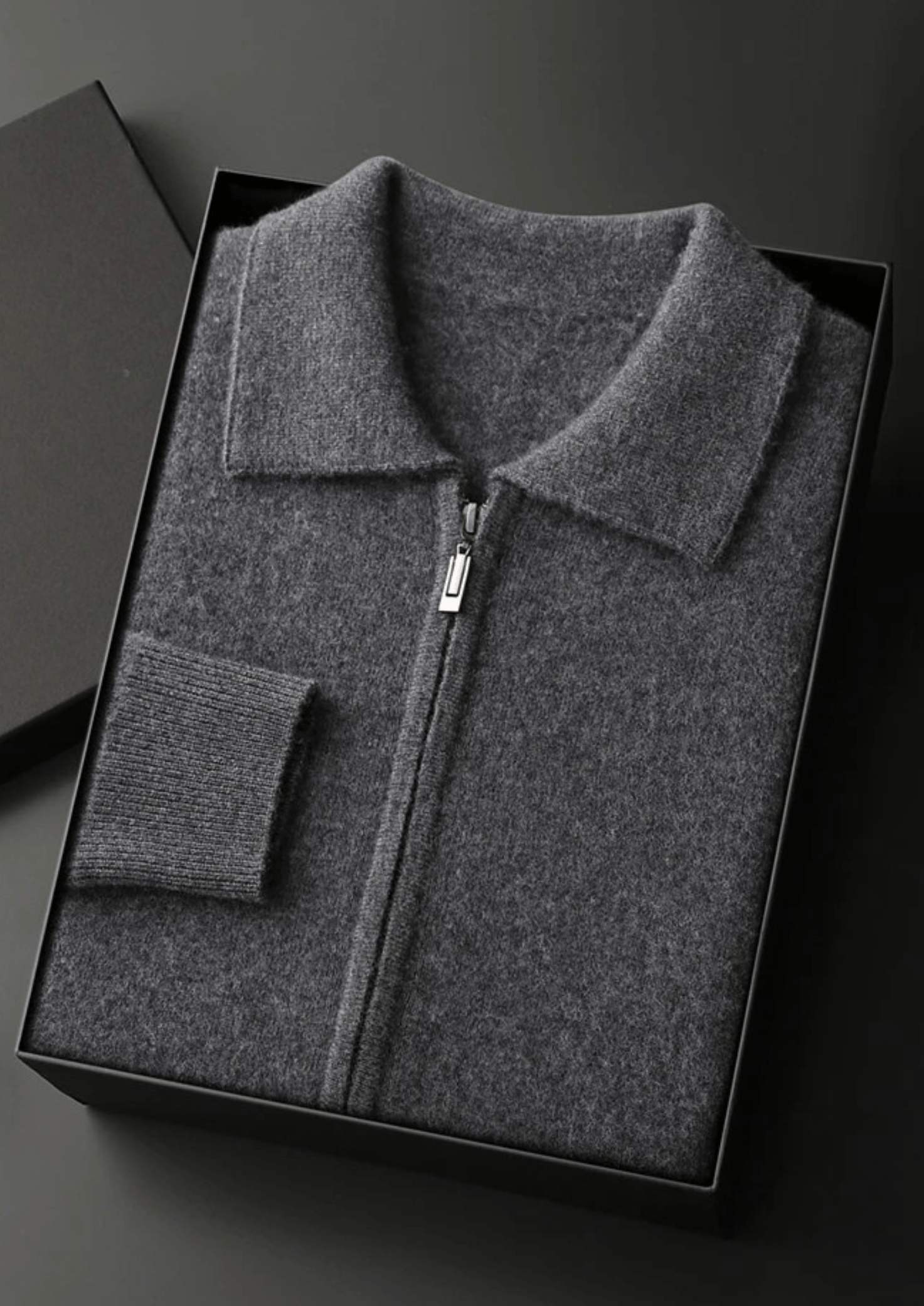100% CASHMERE ZIP POLO CARDIGAN - LORMIER - 