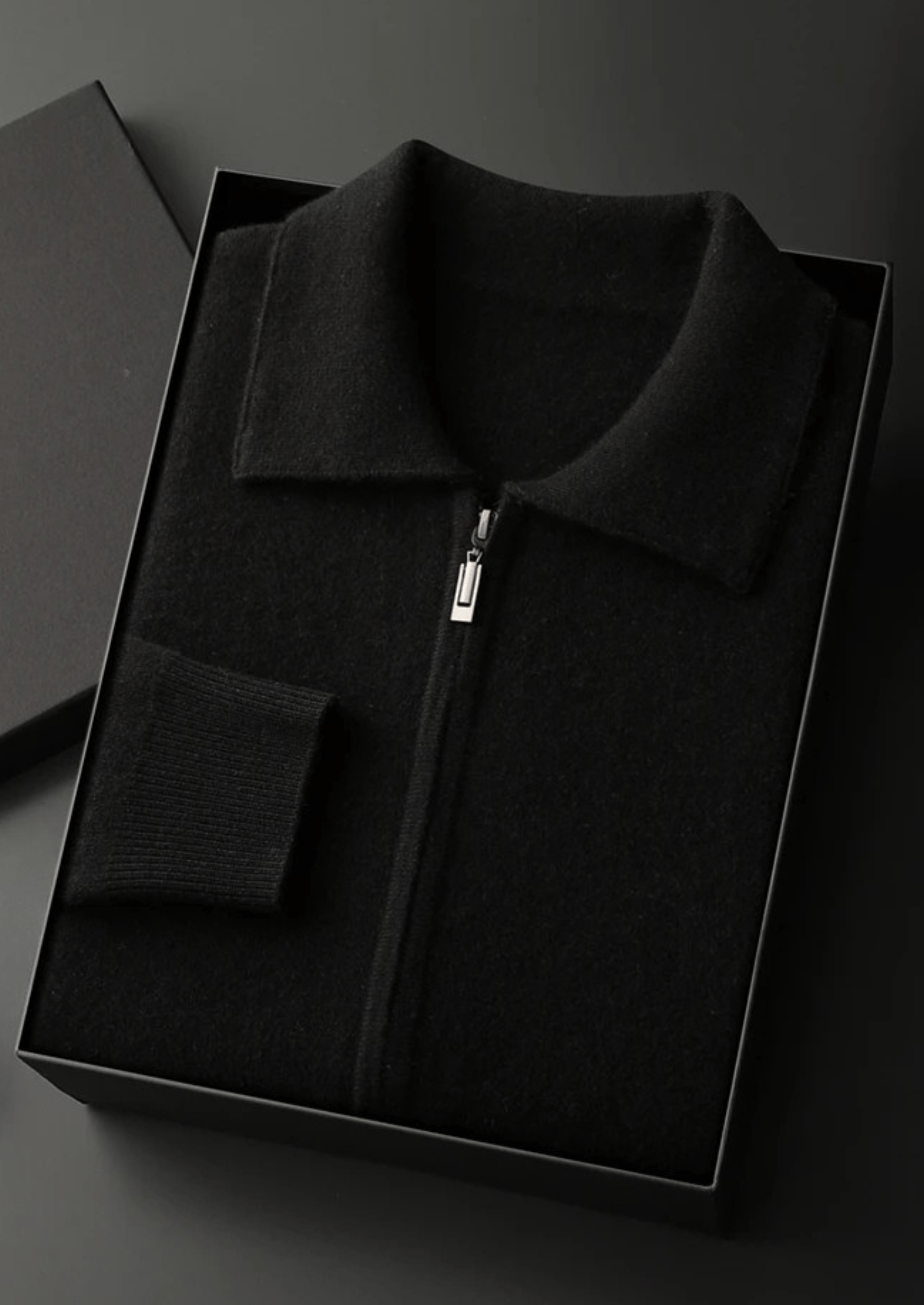 100% CASHMERE ZIP POLO CARDIGAN - LORMIER - 