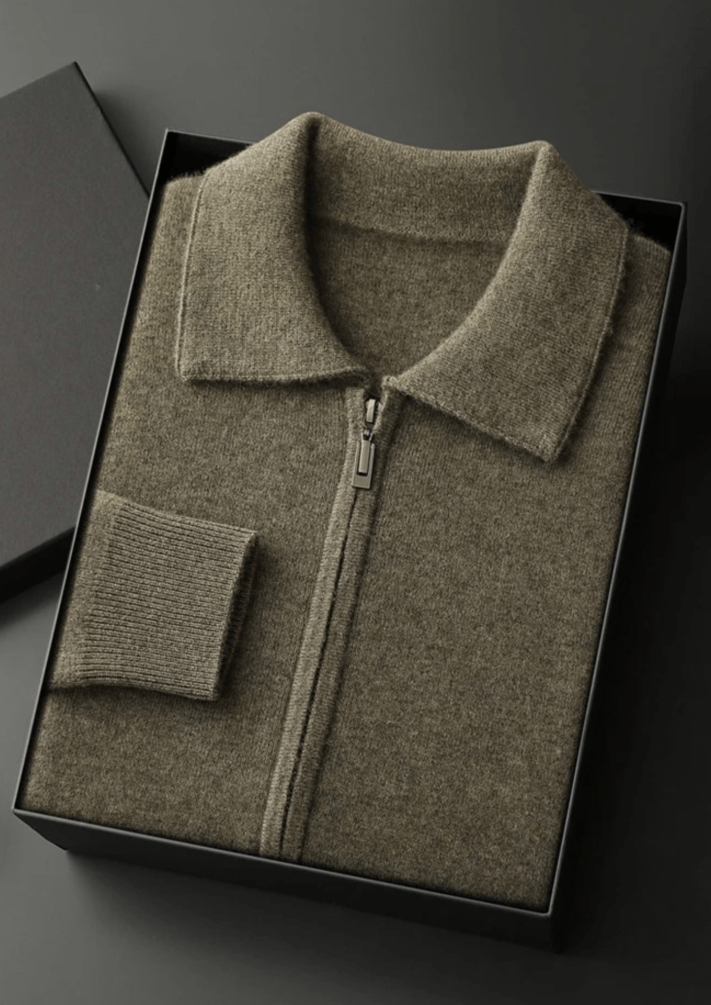 100% CASHMERE ZIP POLO CARDIGAN - LORMIER - 