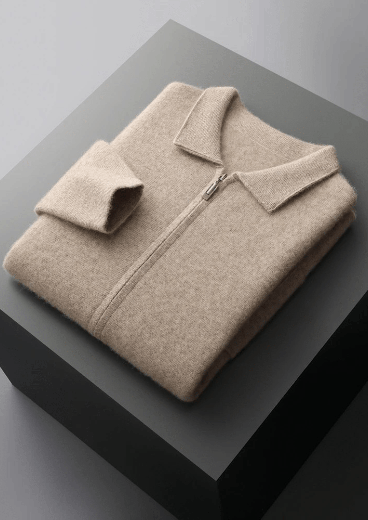 100% CASHMERE ZIPPER CARDIGAN - LORMIER - 