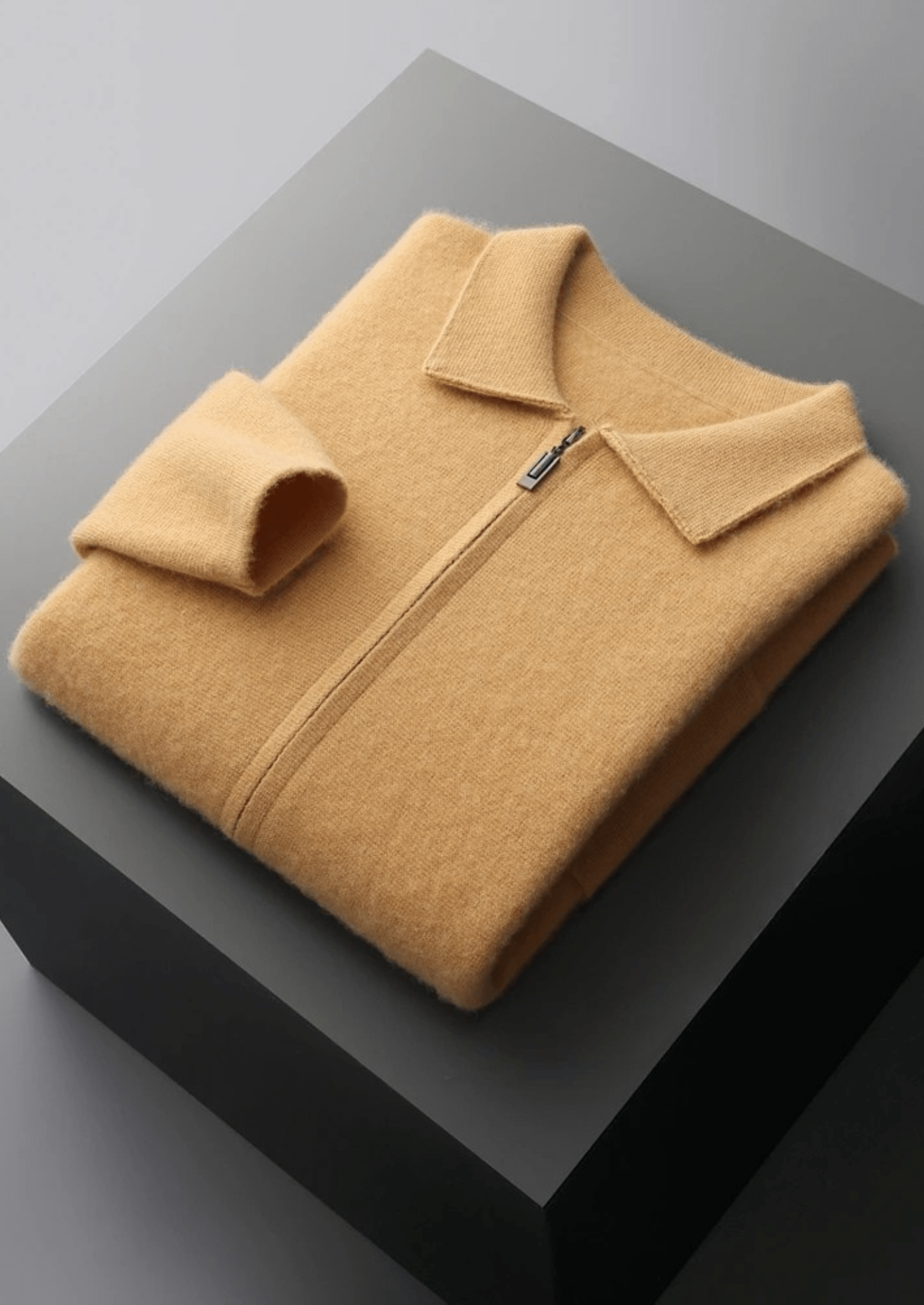 100% CASHMERE ZIPPER CARDIGAN - LORMIER - 