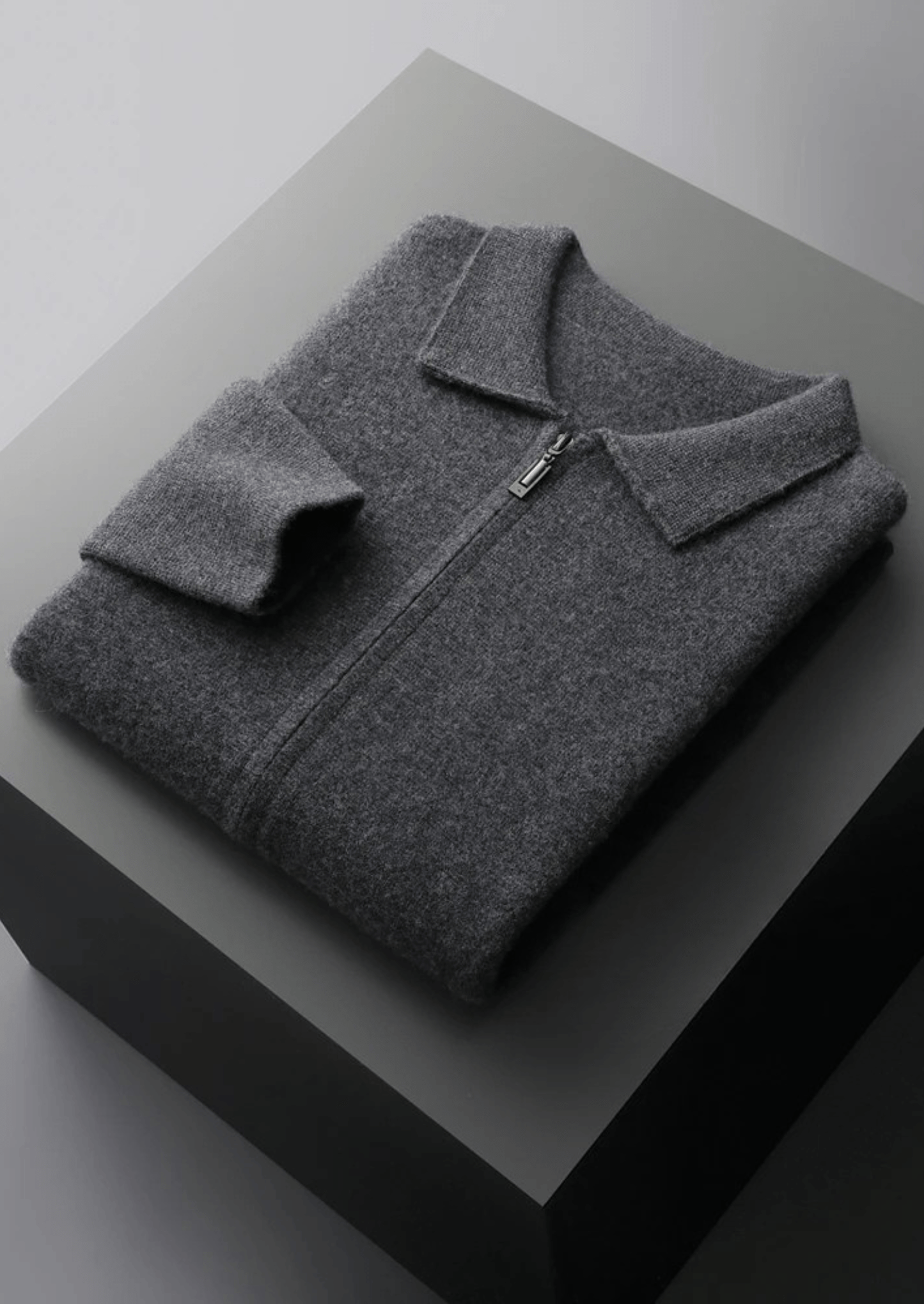 100% CASHMERE ZIPPER CARDIGAN - LORMIER - 