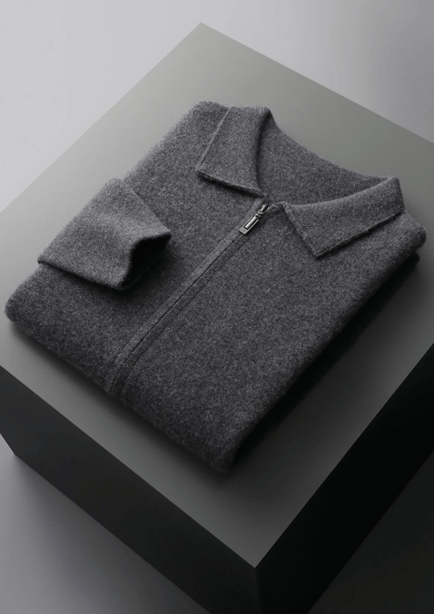 100% CASHMERE ZIPPER CARDIGAN - LORMIER - 