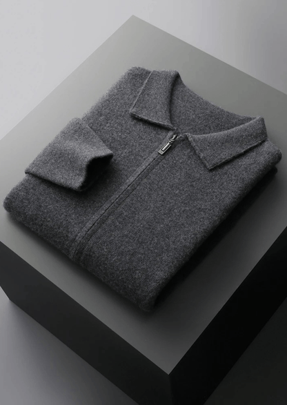 100% CASHMERE ZIPPER CARDIGAN - LORMIER - 