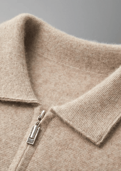 100% CASHMERE ZIPPER CARDIGAN - LORMIER - 