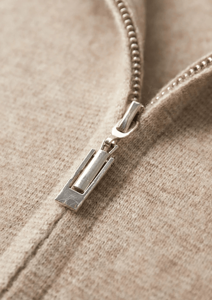 100% CASHMERE ZIPPER CARDIGAN - LORMIER - 