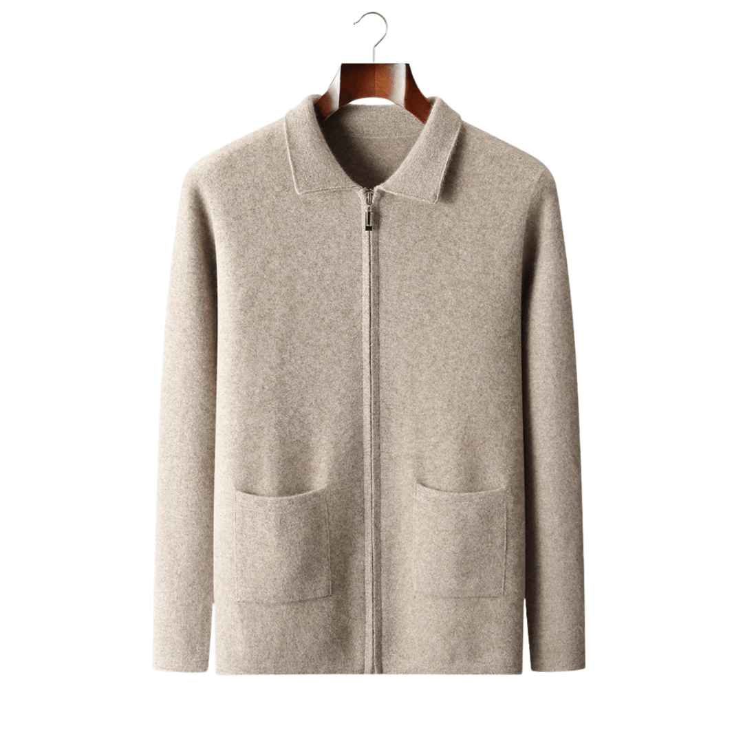 100% CASHMERE ZIPPER CARDIGAN - LORMIER - 