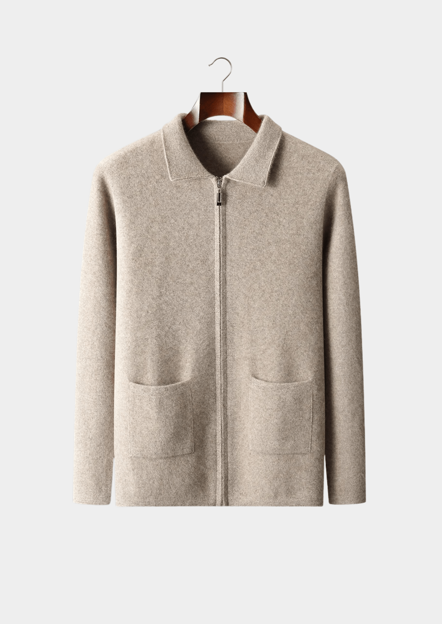 100% CASHMERE ZIPPER CARDIGAN - LORMIER - 