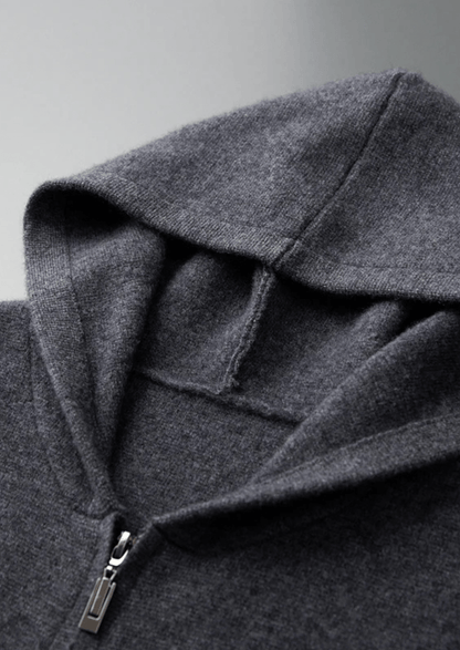 100% CASHMERE ZIPPER HOODIE - LORMIER - 
