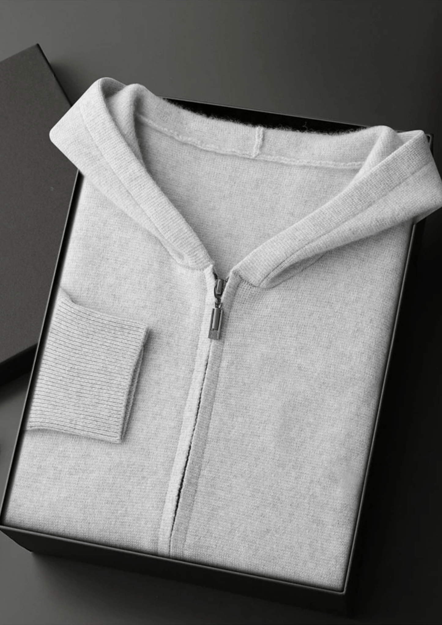 100% CASHMERE ZIPPER HOODIE - LORMIER - 