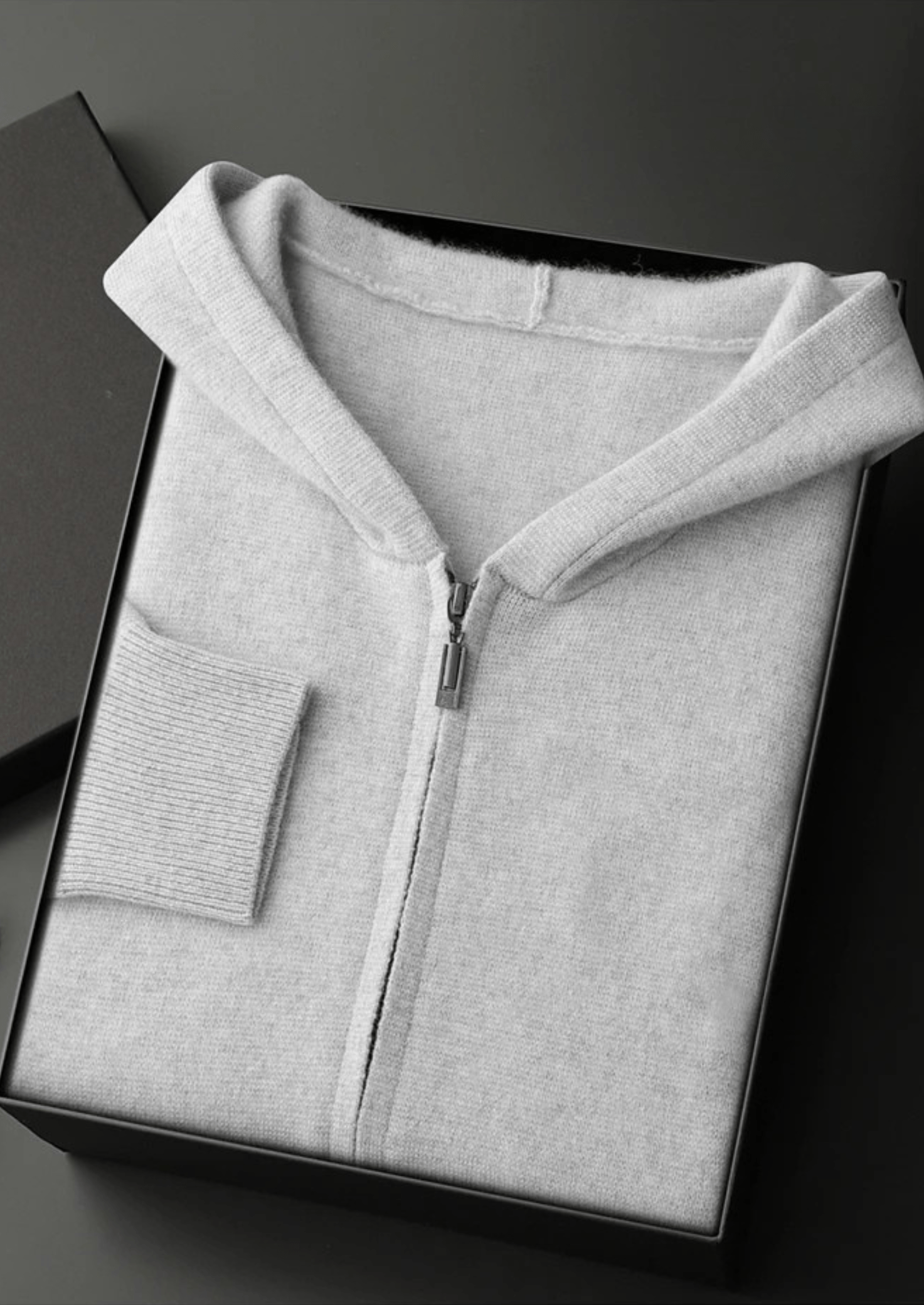 100% CASHMERE ZIPPER HOODIE - LORMIER - 