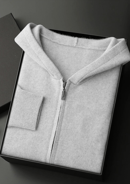 100% CASHMERE ZIPPER HOODIE - LORMIER - 