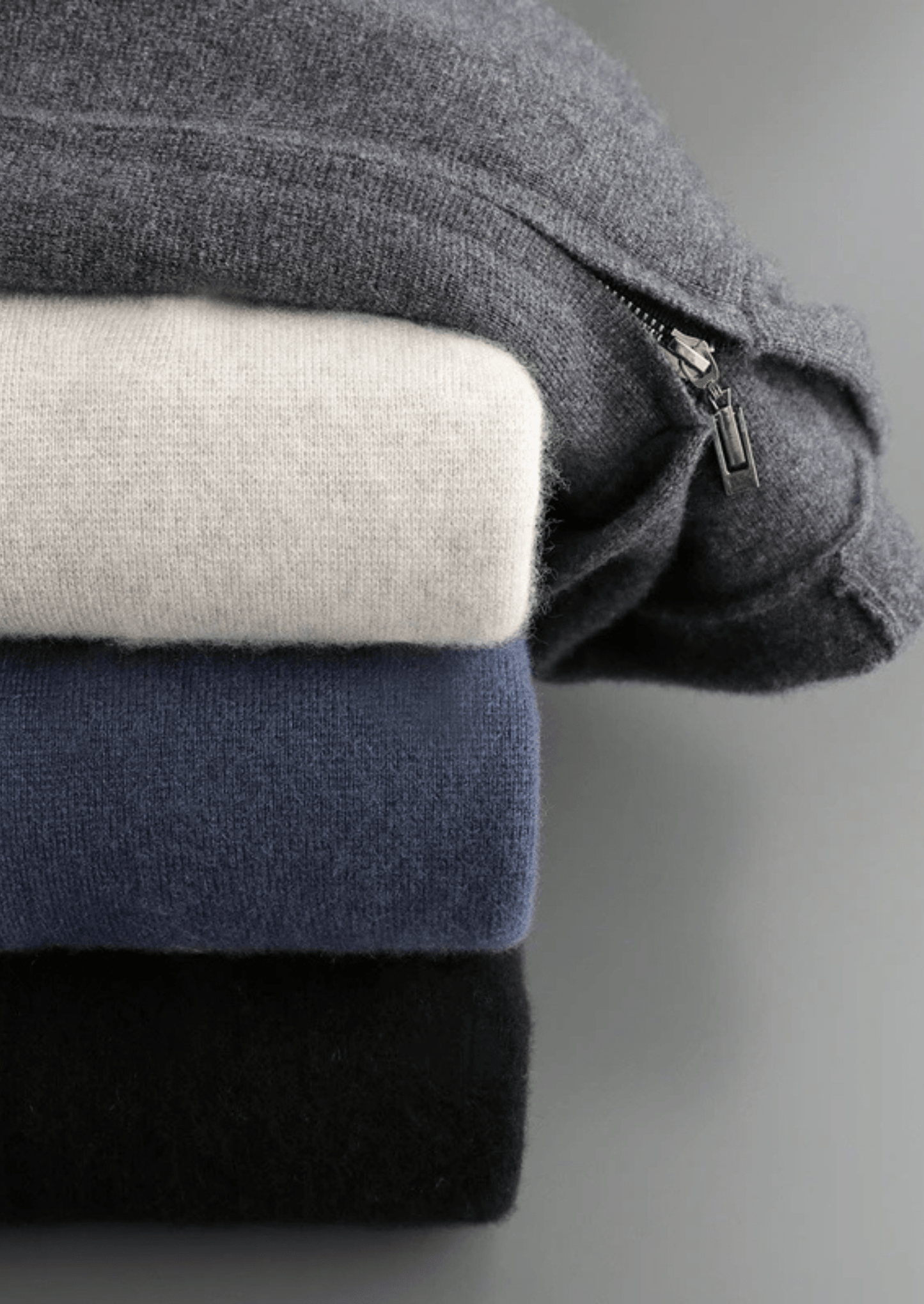 100% CASHMERE ZIPPER HOODIE - LORMIER - 