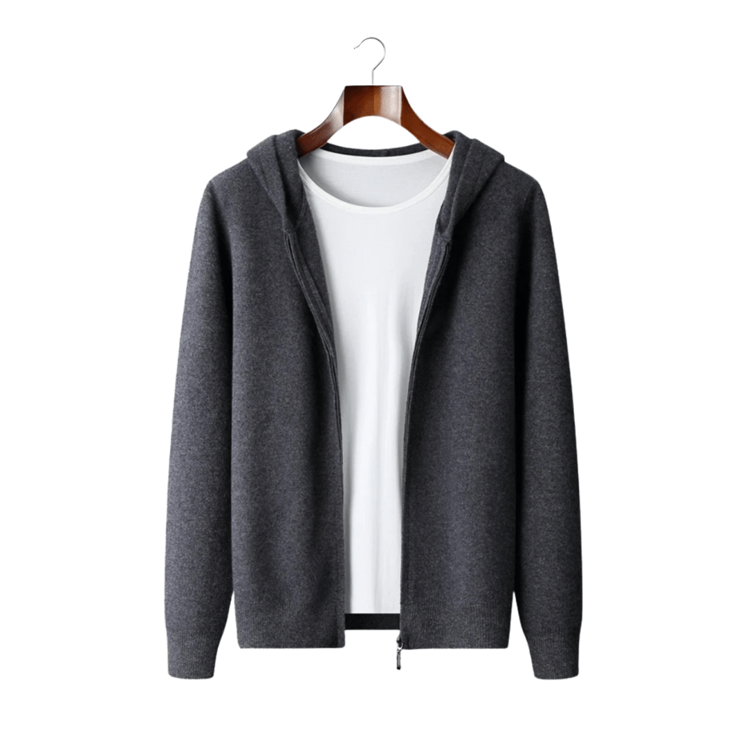 100% CASHMERE ZIPPER HOODIE - LORMIER - 